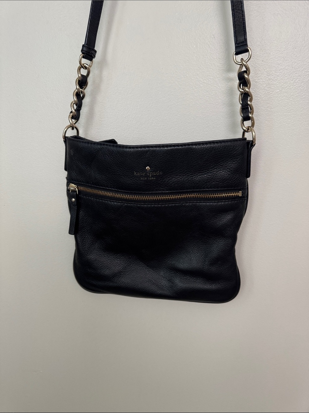 kate spade Black Leather Chain-Accent Crossbody Bag